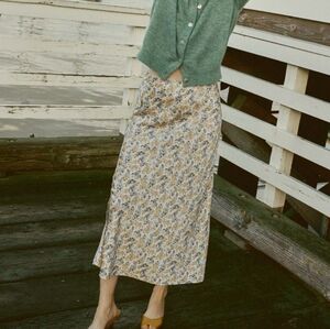 NWT Doen Dôen Elowen Silk Skirt Bleu Wildflower Thicket Small S